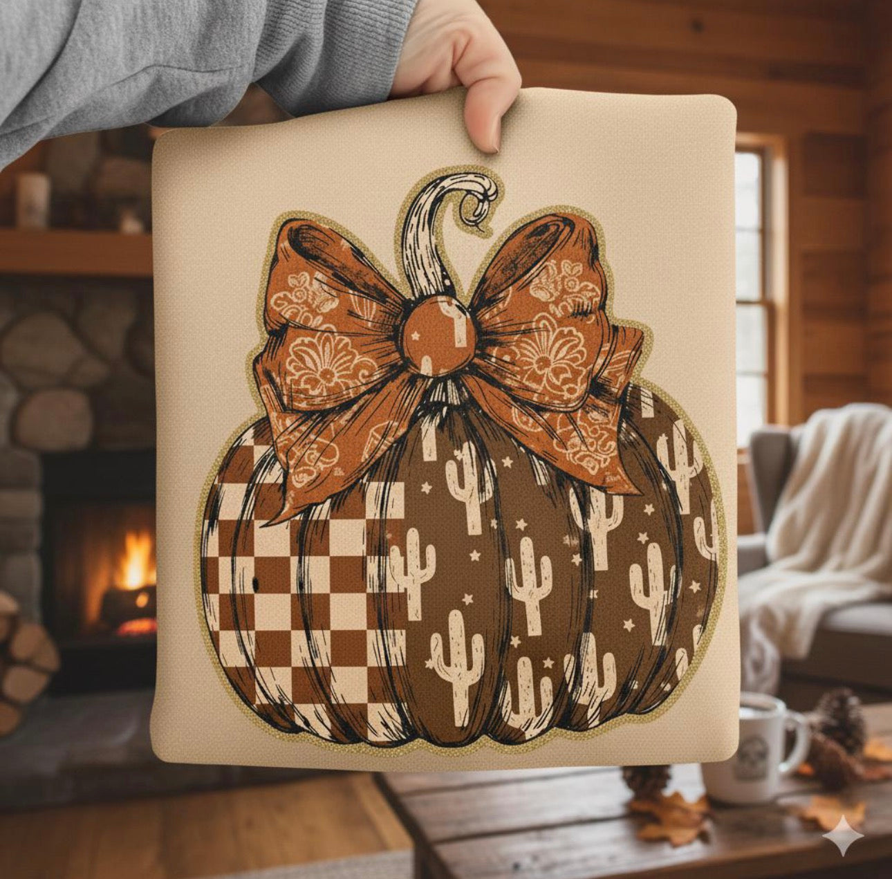 Cowboy Checkered Fall Pumpkin