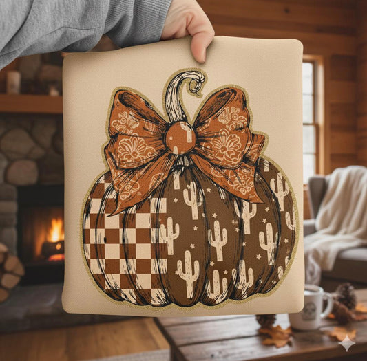 Cowboy Checkered Fall Pumpkin